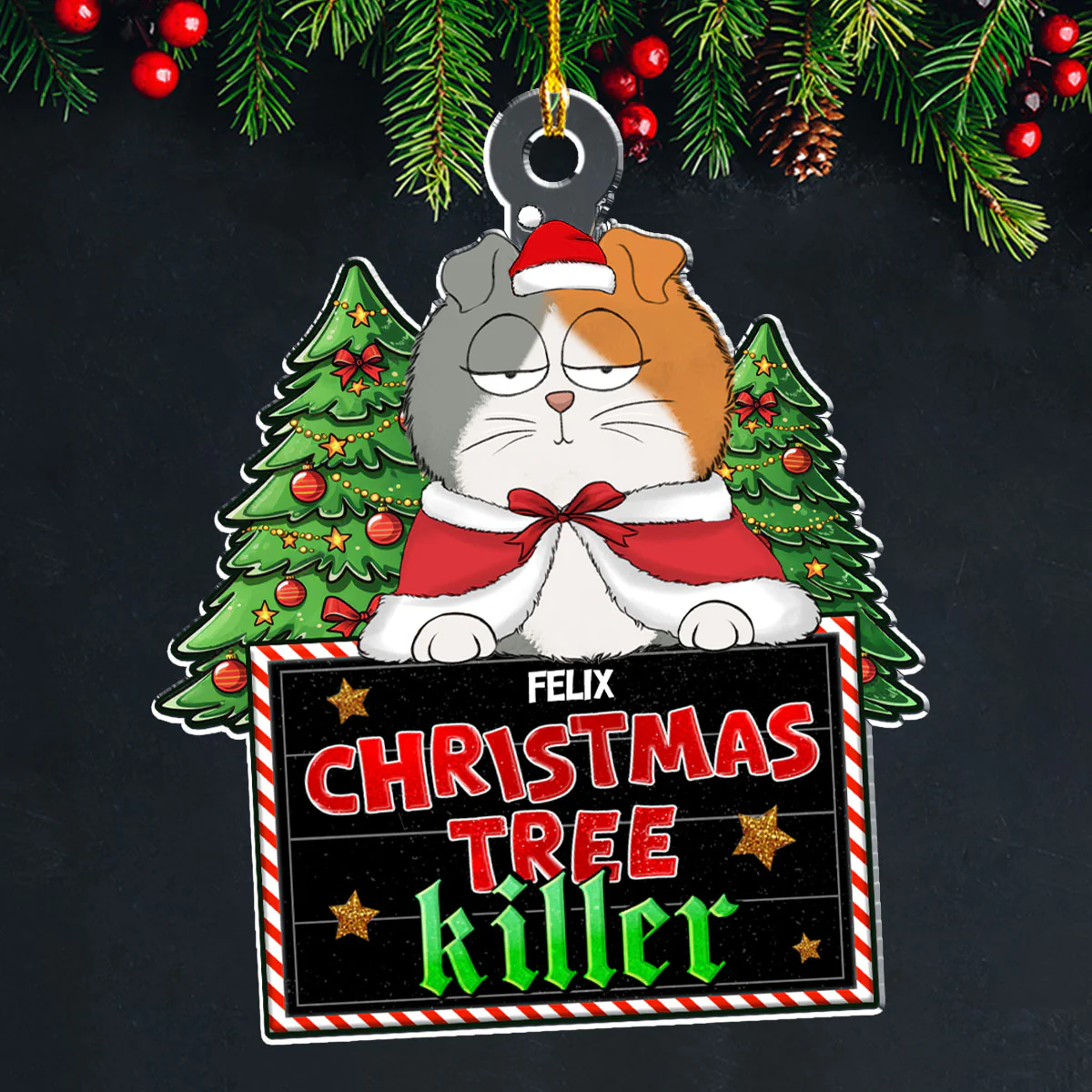 Christmas Tree Killer - Personalized Custom Acrylic Ornament - Image 3