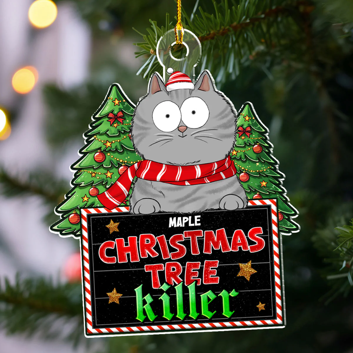 Christmas Tree Killer - Personalized Custom Acrylic Ornament - Image 4