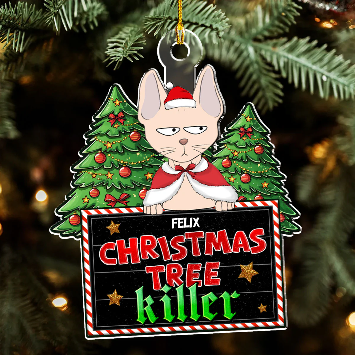 Christmas Tree Killer - Personalized Custom Acrylic Ornament - Image 5