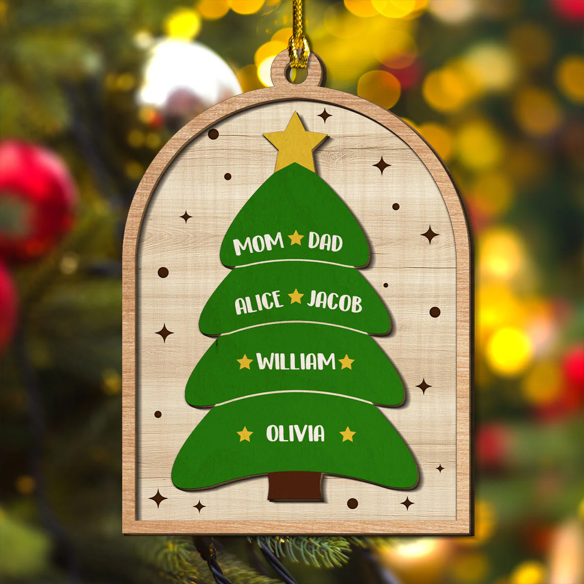 Christmas Tree - Personalized Custom Freeshape 2-Layered Wood Ornament - Image 2