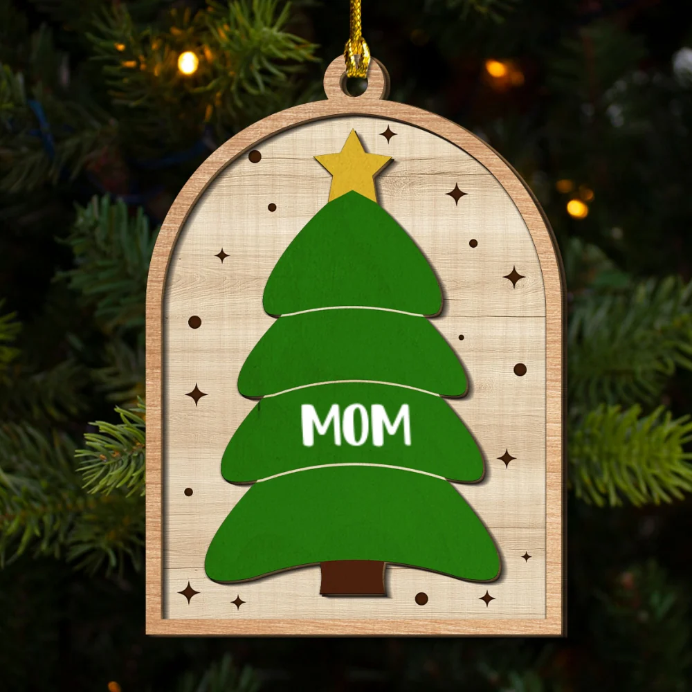 Christmas Tree - Personalized Custom Freeshape 2-Layered Wood Ornament - Image 5