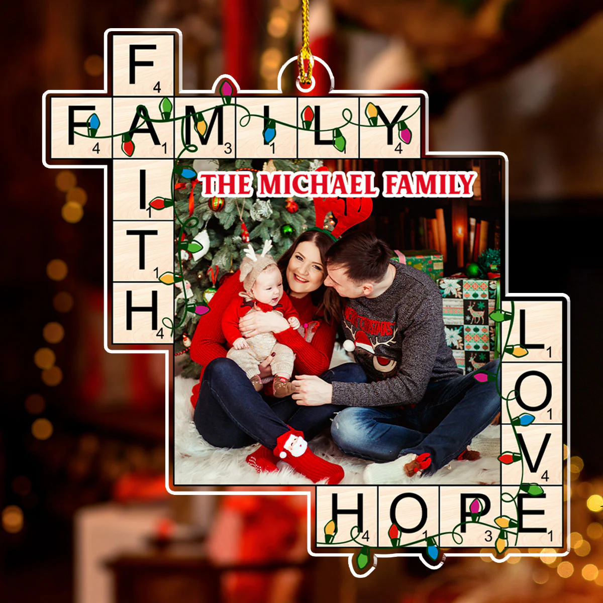 Christmas With Family - Personalized Custom Acrylic Ornament - Image 2