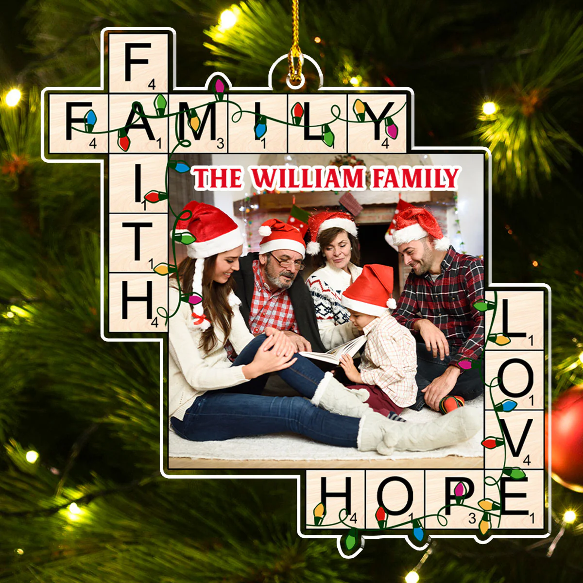 Christmas With Family - Personalized Custom Acrylic Ornament - Image 3