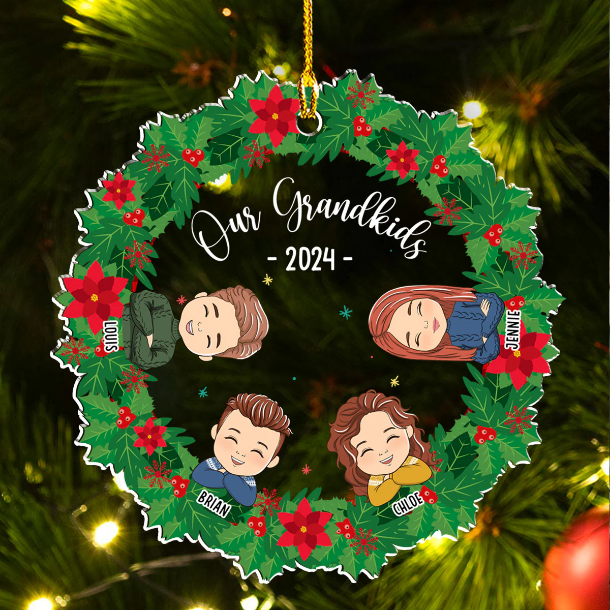 Christmas With My Grandkids - Personalized Custom Acrylic Ornament - Image 2