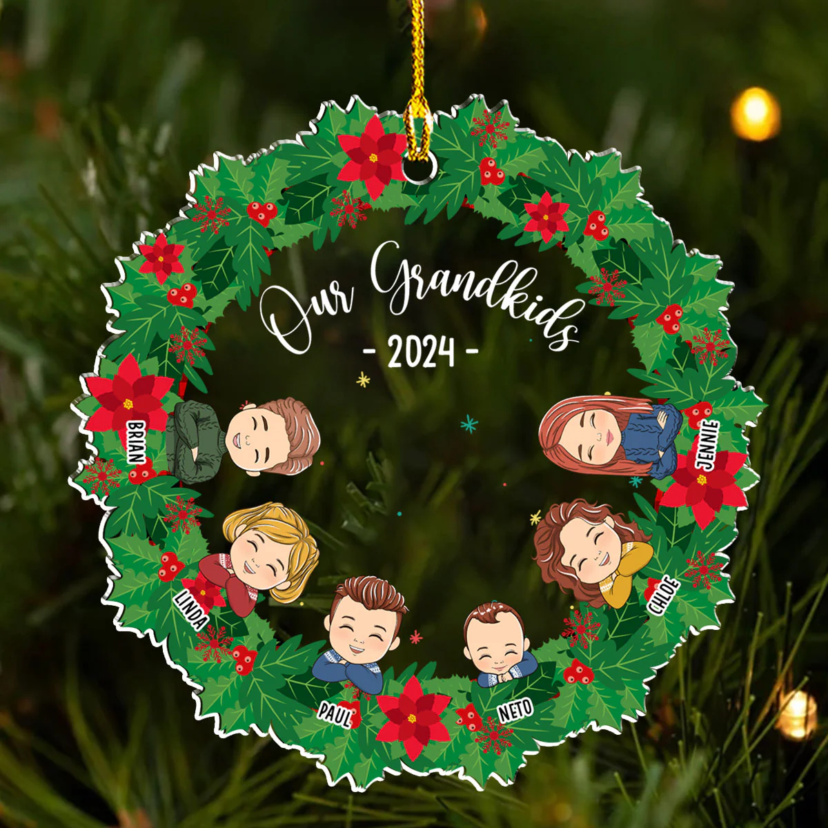 Christmas With My Grandkids - Personalized Custom Acrylic Ornament - Image 3