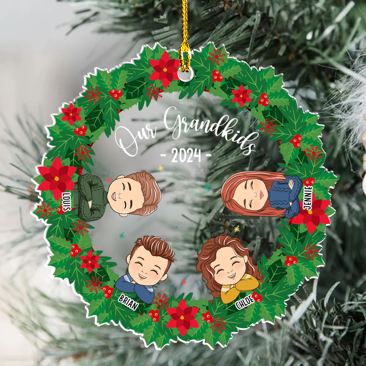 Christmas With My Grandkids - Personalized Custom Acrylic Ornament - Image 4