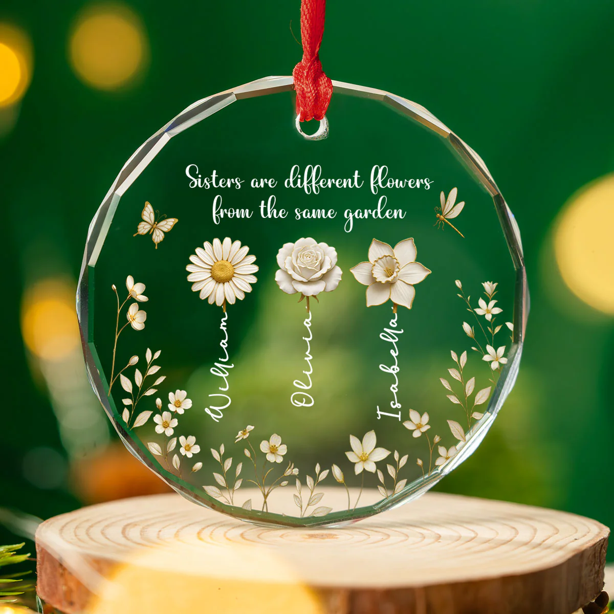 Christmas With My Sibling - Personalized Custom Glass Ornament - Image 2
