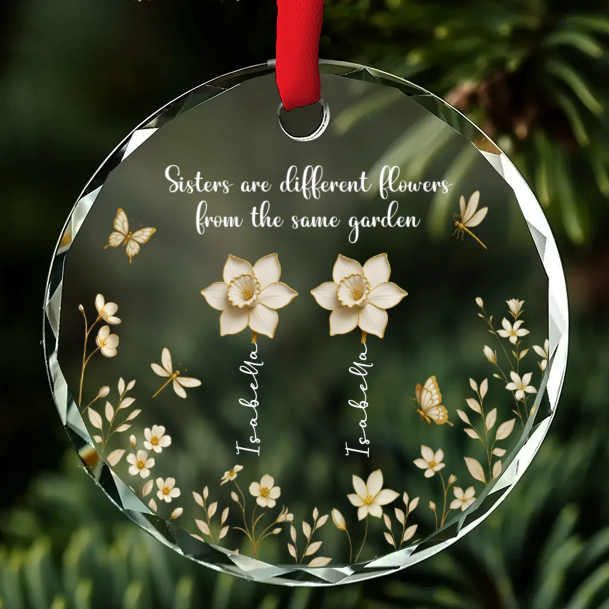 Christmas With My Sibling - Personalized Custom Glass Ornament - Image 6