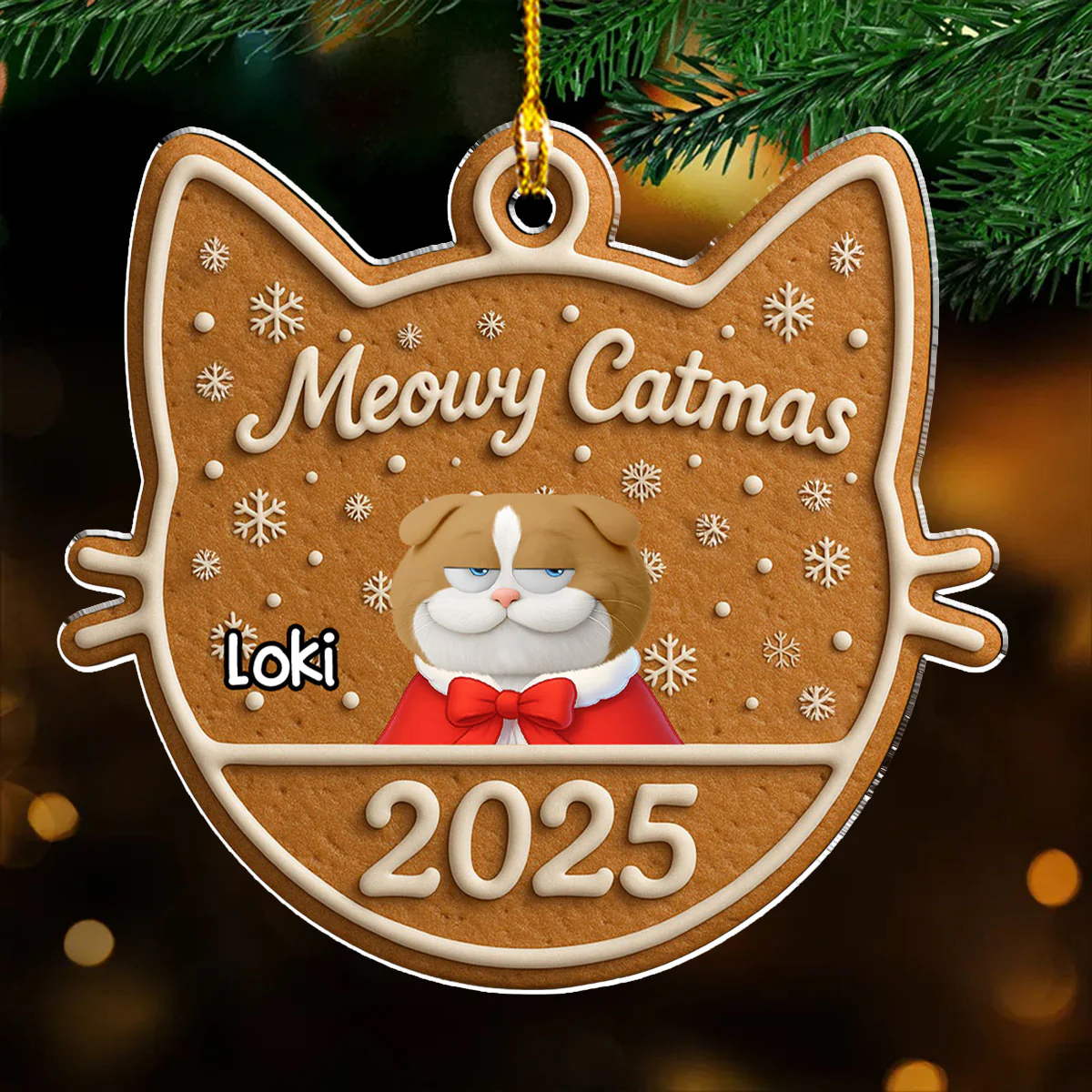 Chunky Catmas - Personalized Custom Acrylic Ornament - Image 2