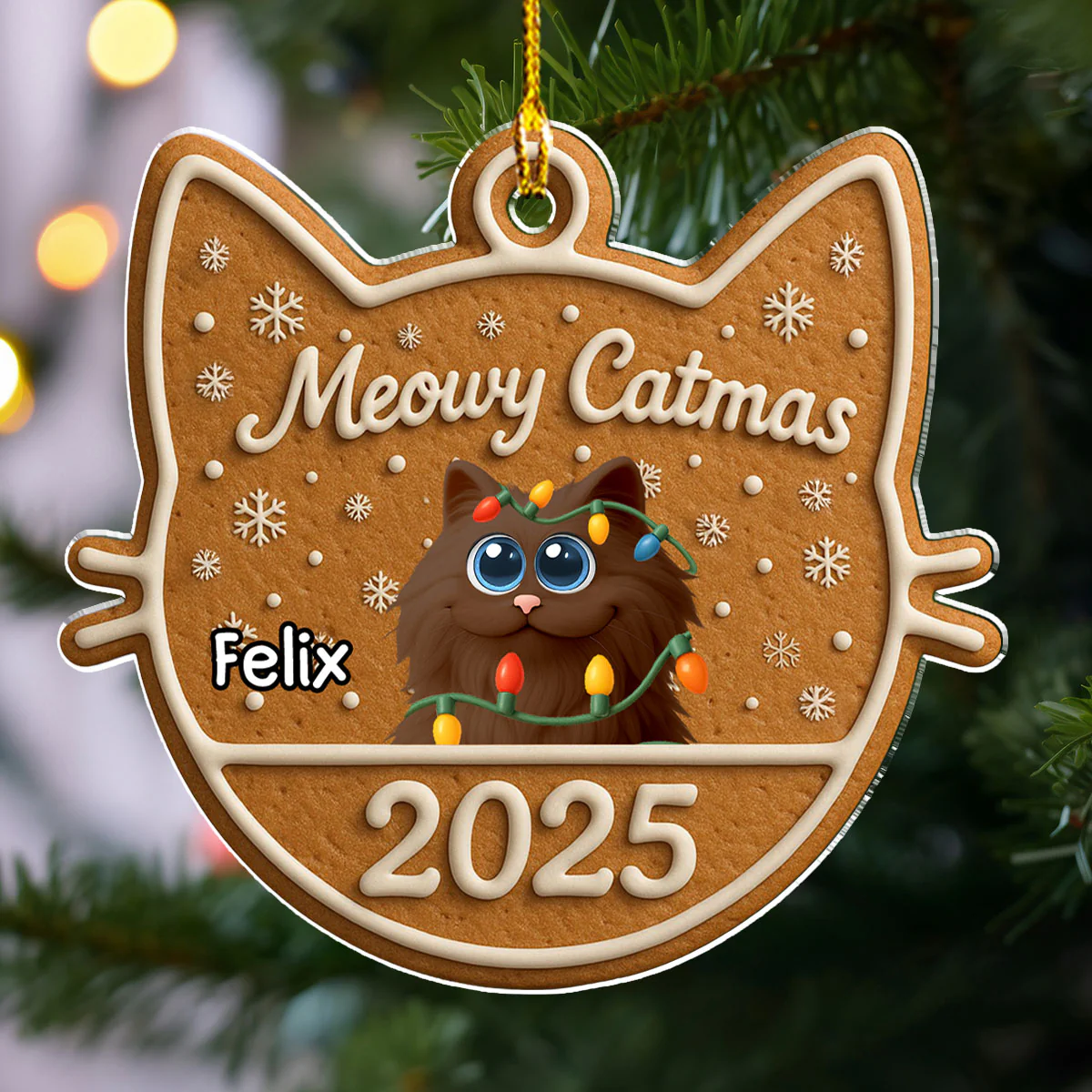 Chunky Catmas - Personalized Custom Acrylic Ornament - Image 3