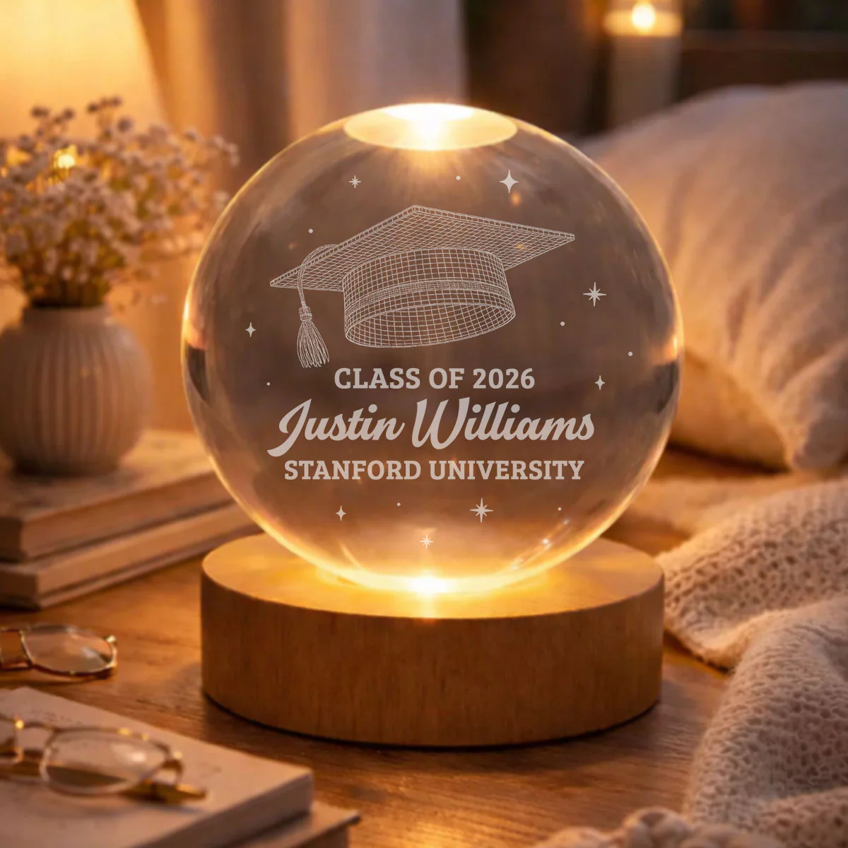 Class Of Graduation - Personalized Custom Crystal Globe Lamp - Image 4