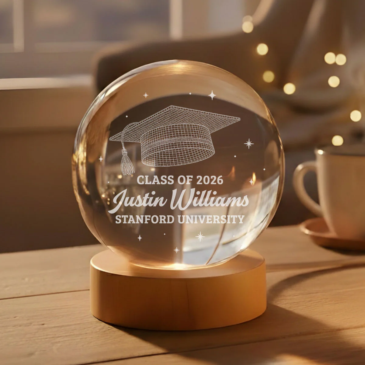 Class Of Graduation - Personalized Custom Crystal Globe Lamp - Image 5