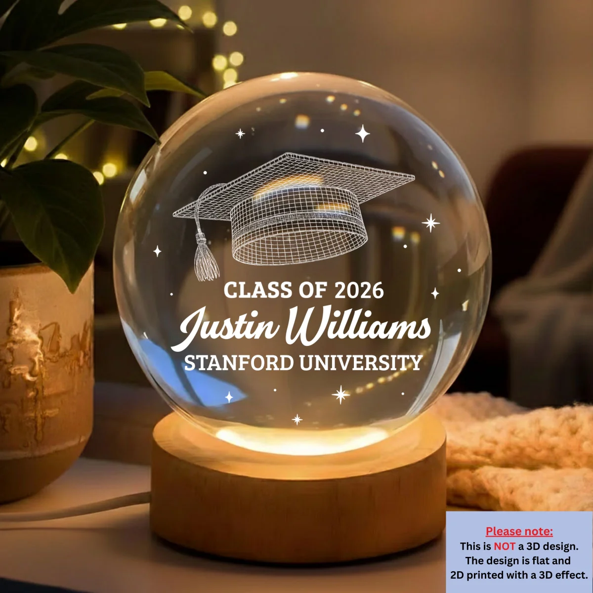 Class Of Graduation - Personalized Custom Crystal Globe Lamp - Image 7