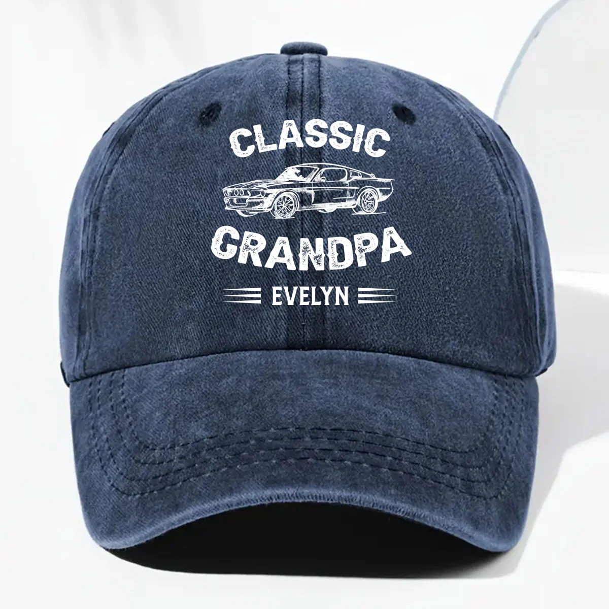 Classic Grandpa - Personalized Custom Vintage Washed Denim Cap - Image 9