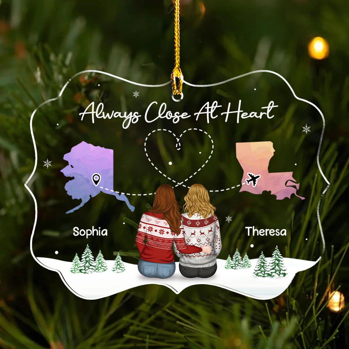 Close At Heart - Personalized Custom Acrylic Ornament - Image 2