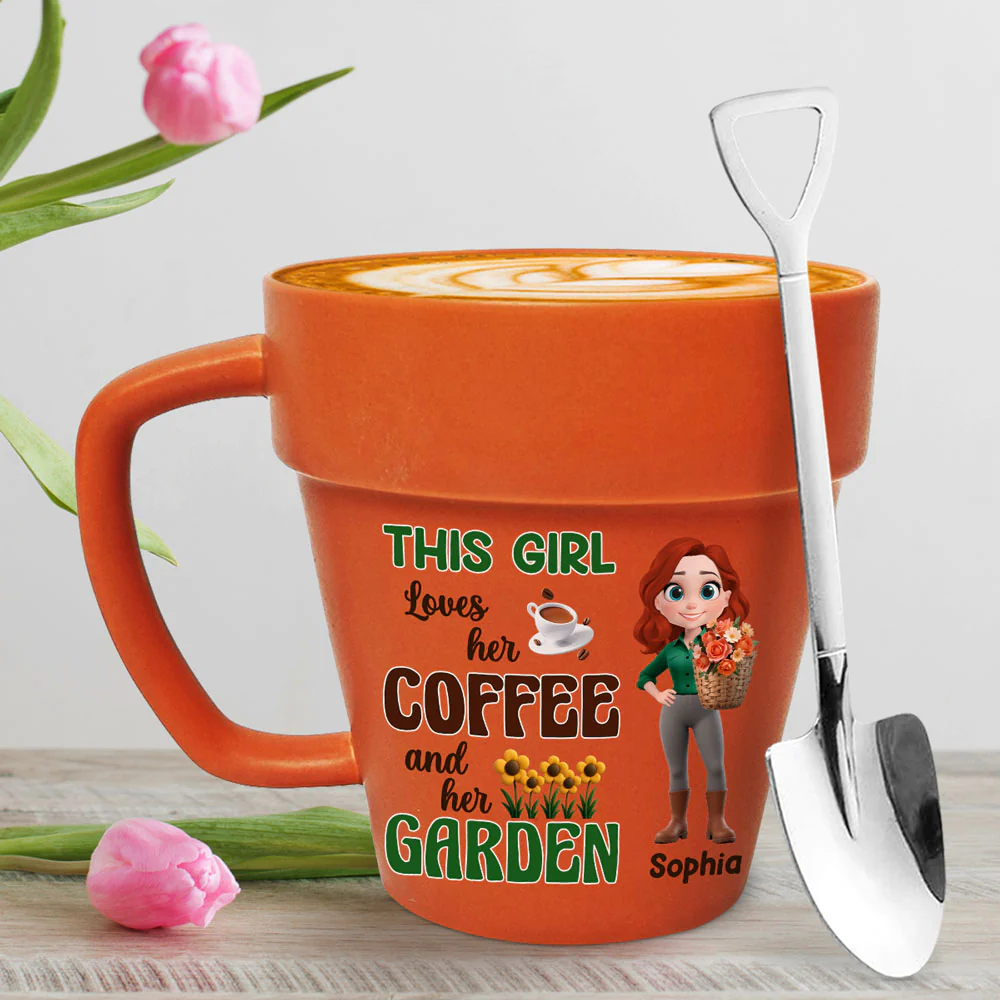 Coffee And Garden Lover - Personalized Custom Plant Pot Mug - Image 3