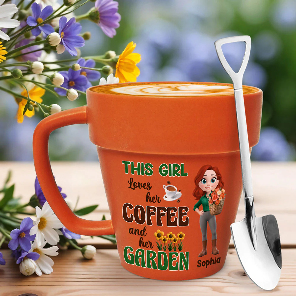 Coffee And Garden Lover - Personalized Custom Plant Pot Mug - Image 4