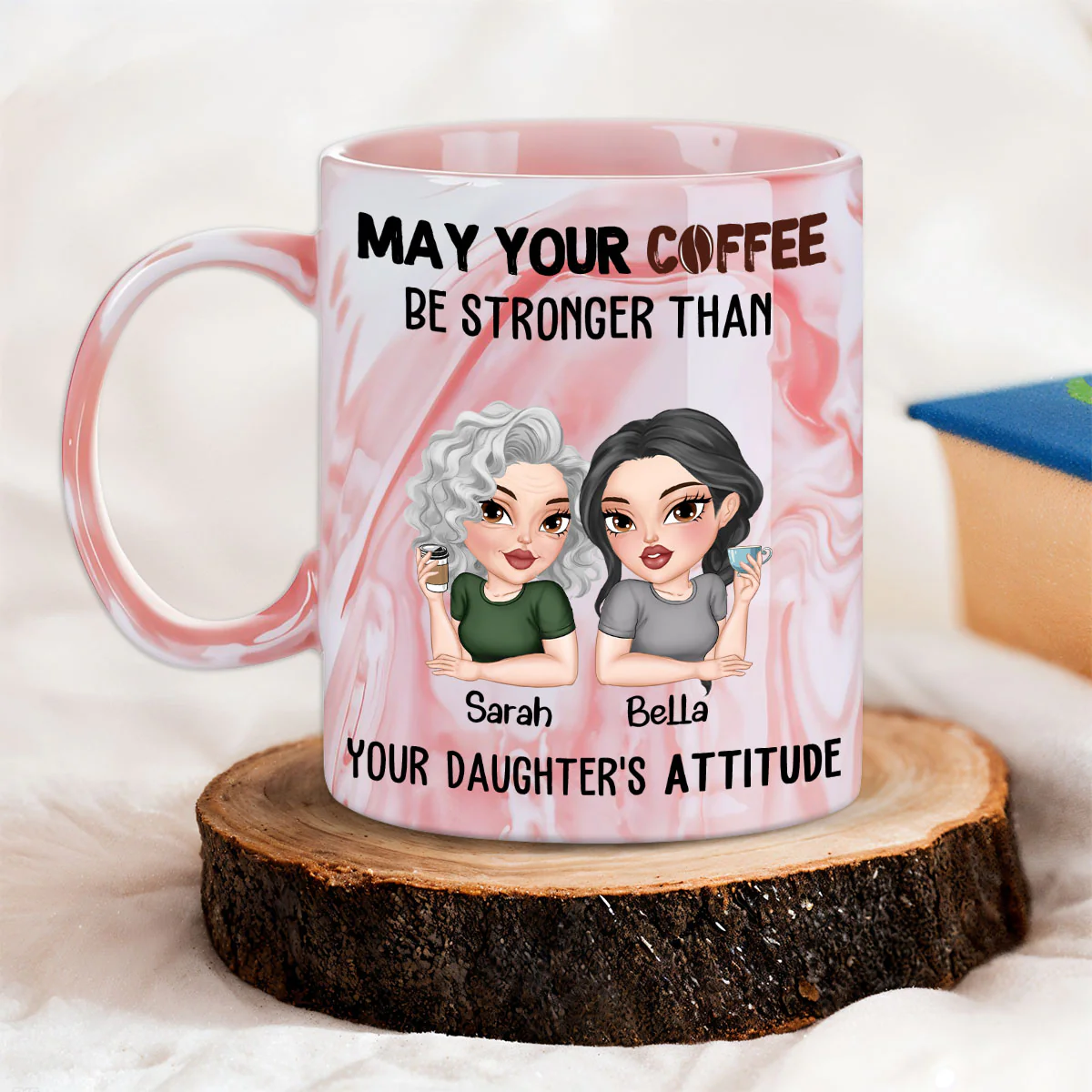 Coffee Fuels My Daily Survival - Personalized Custom Pink Marble Mug - Image 4