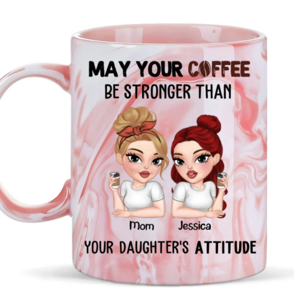 Coffee Fuels My Daily Survival - Personalized Custom Pink Marble Mug - Image 6