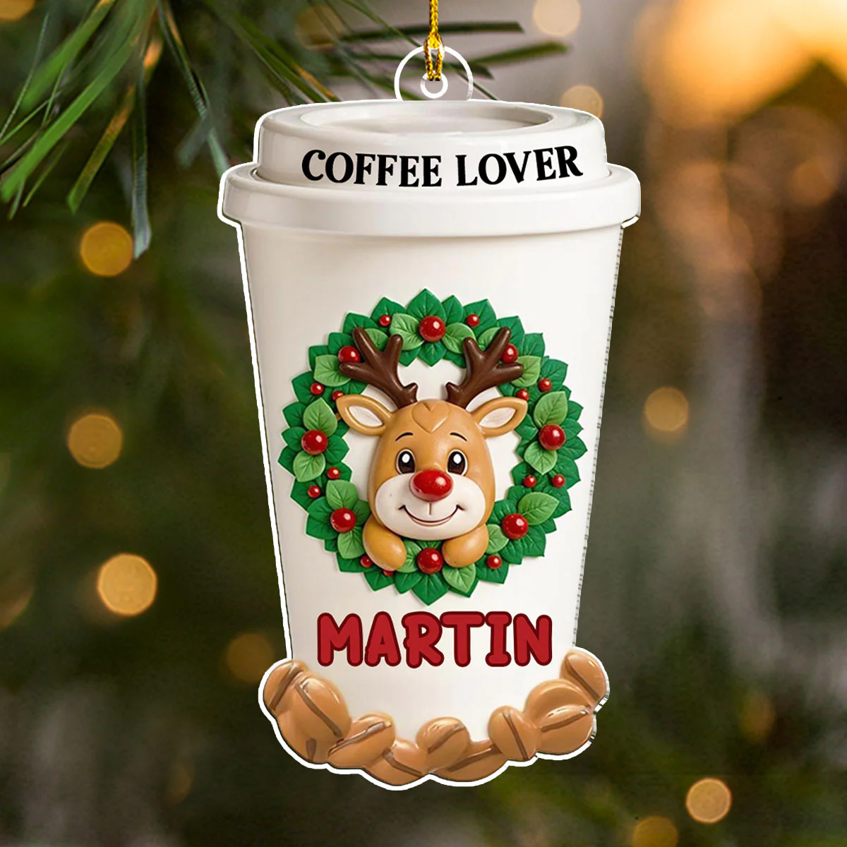 Coffee Lover Christmas - Personalized Custom Acrylic Ornament - Image 3