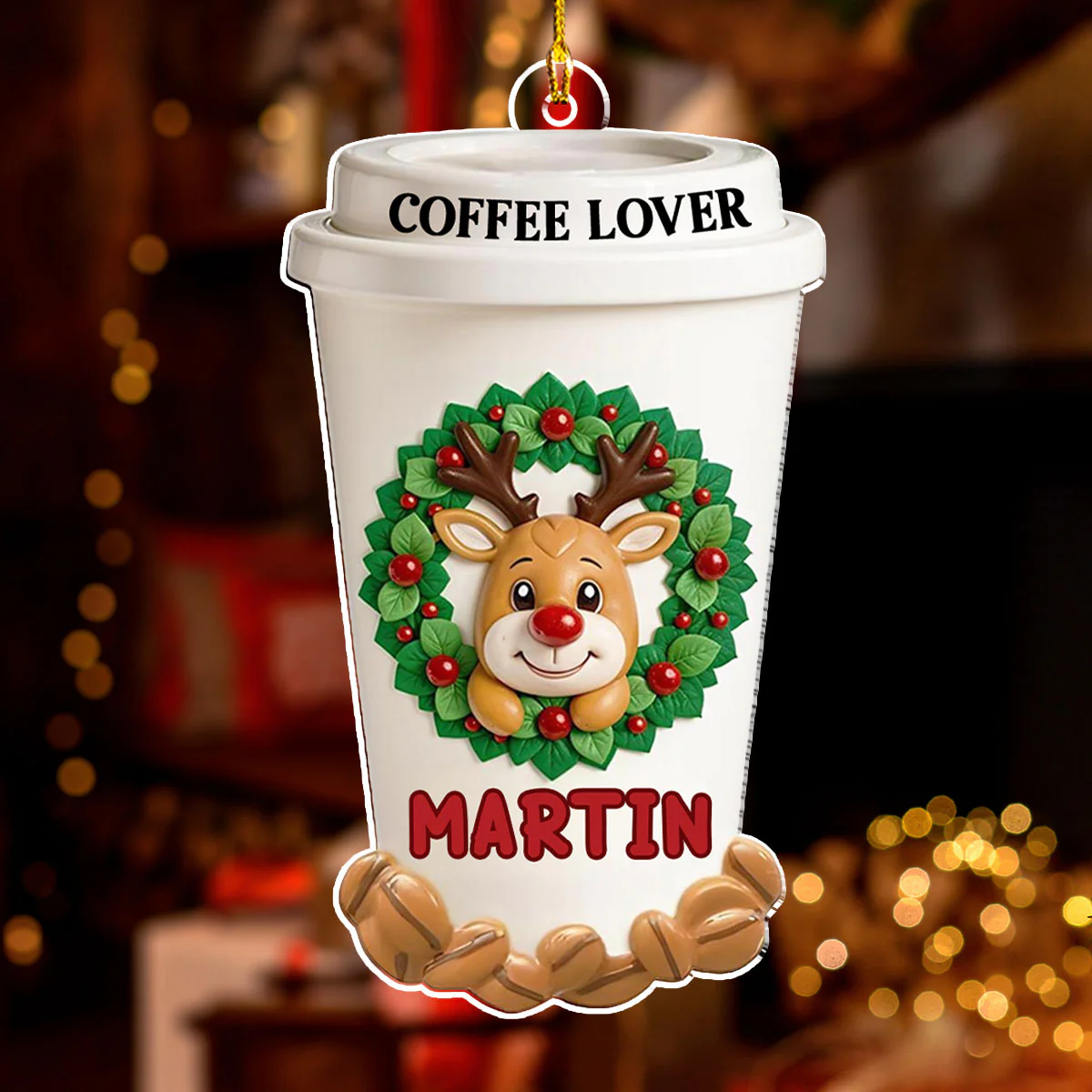 Coffee Lover Christmas - Personalized Custom Acrylic Ornament - Image 4