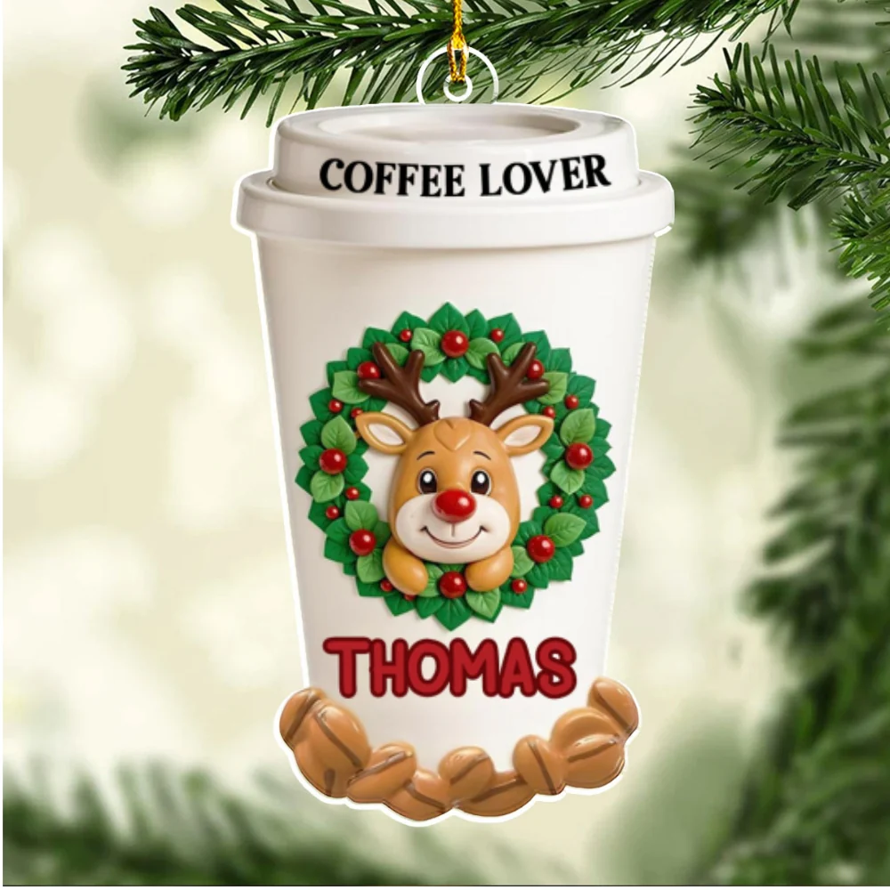 Coffee Lover Christmas - Personalized Custom Acrylic Ornament - Image 5