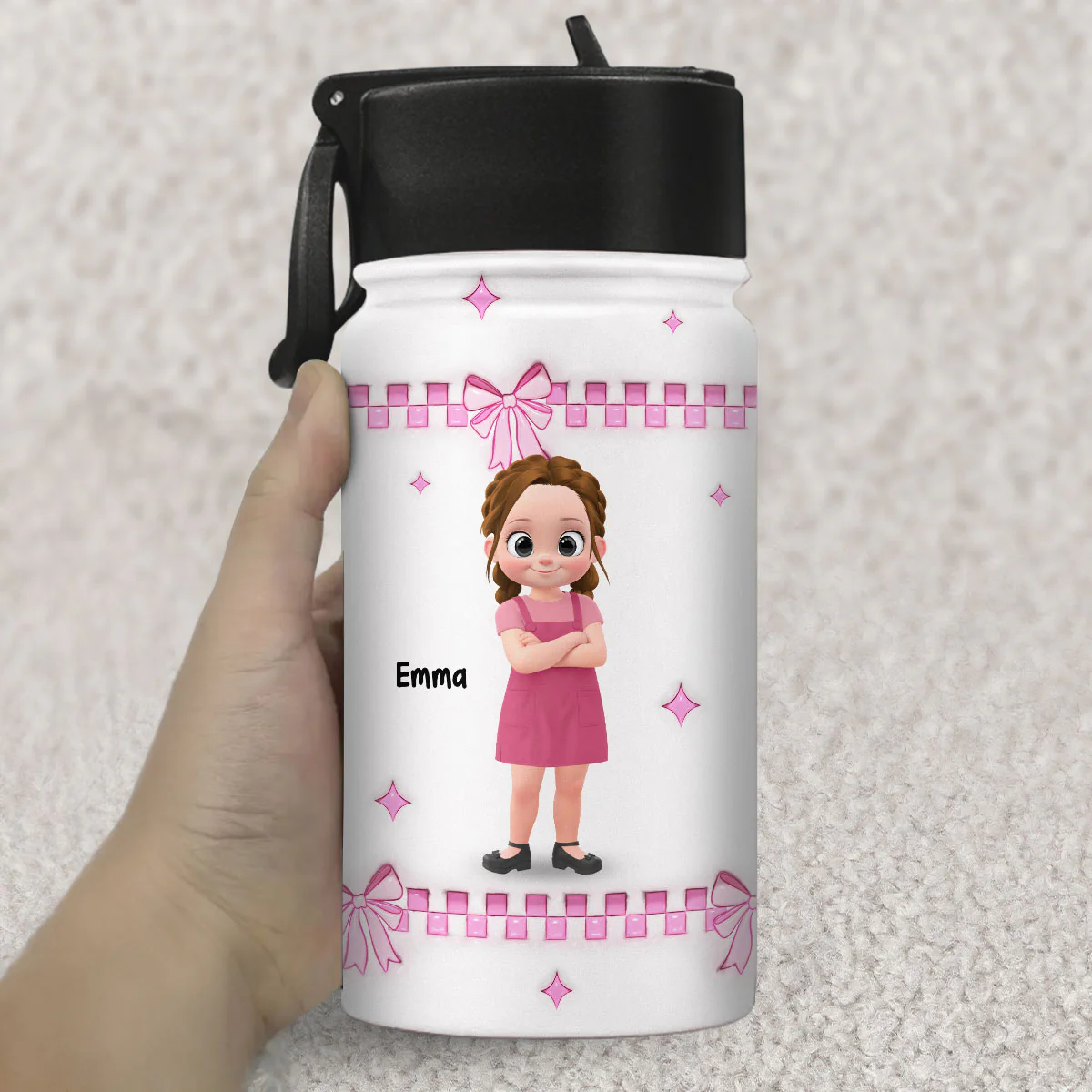 Color Pop Kids - Personalized Custom 3D Inflated Effect Kids Water Bottle - Image 3