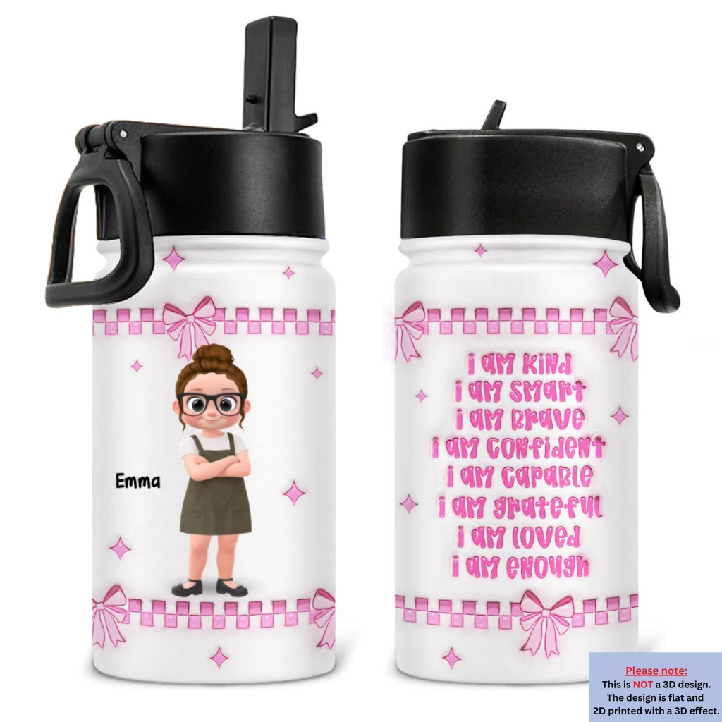 Color Pop Kids - Personalized Custom 3D Inflated Effect Kids Water Bottle - Image 6