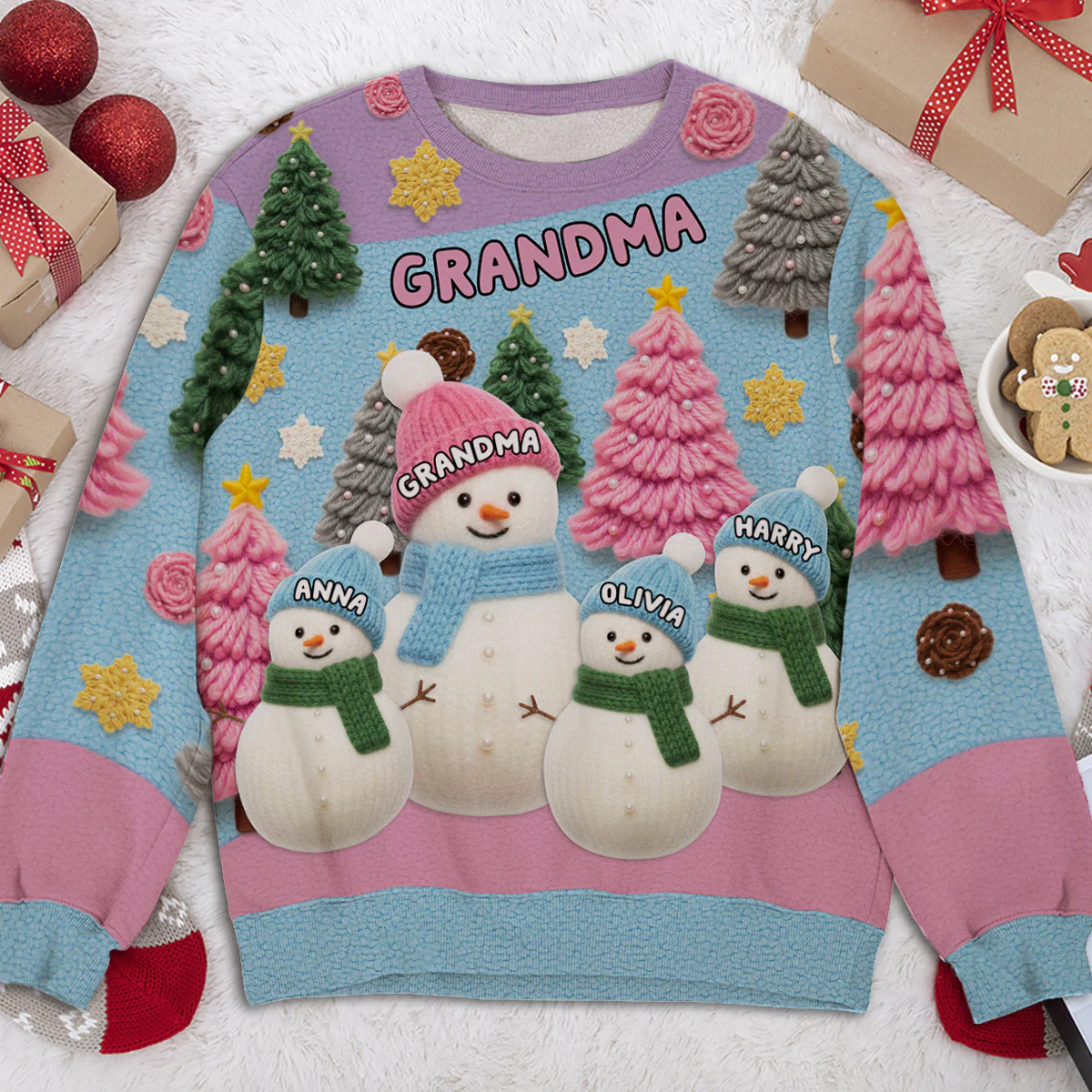 Colorful Holiday Magic - Personalized Custom All-Over-Print Sweatshirt - Image 2