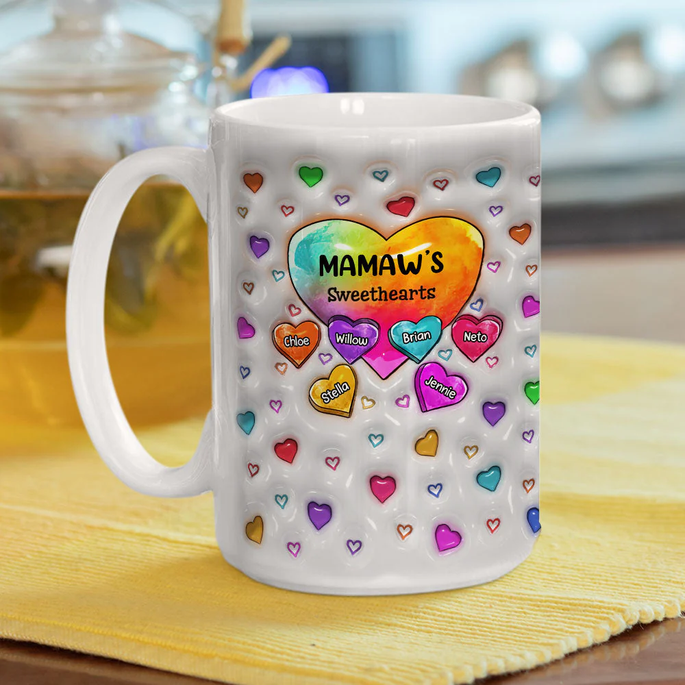 Colorful Sweethearts Grandma - Personalized Custom 3D Inflated Effect Mug - Image 4