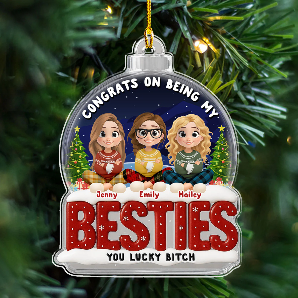 Congrats My Bestie - Personalized Custom Acrylic Ornament - Image 4