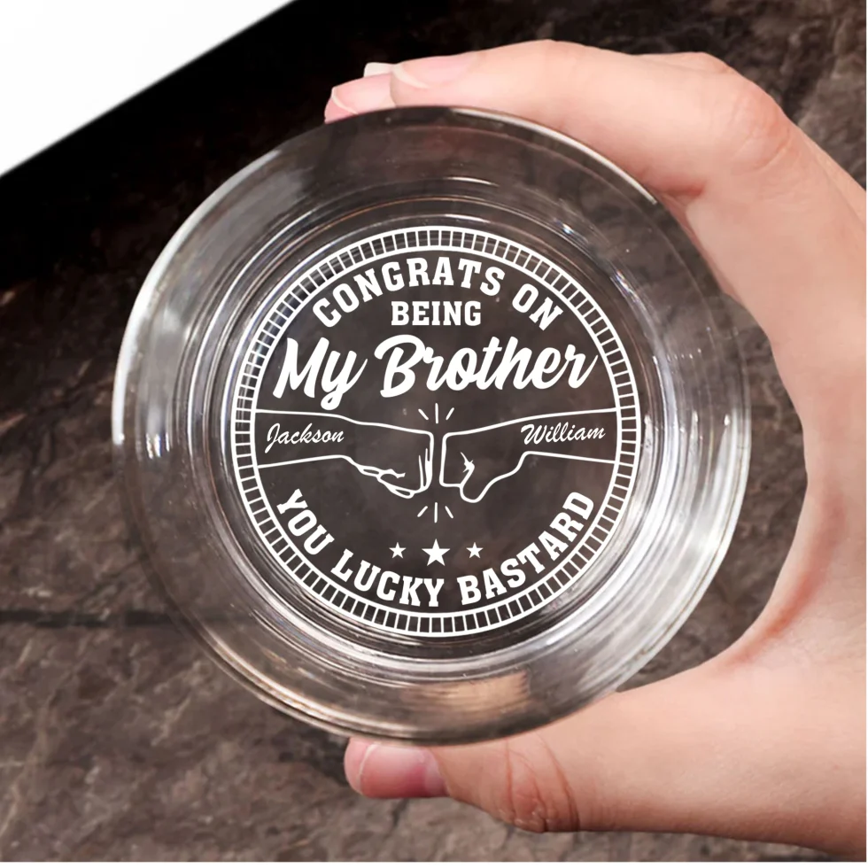Congrats My Bro - Personalized Custom Engraved Whiskey Glass - Image 6