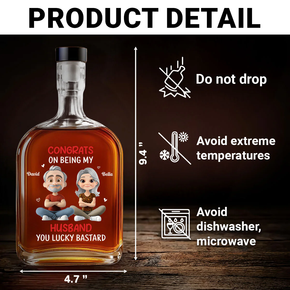 Congrats My Husband - Personalized Custom Spirits Decanter - Image 4
