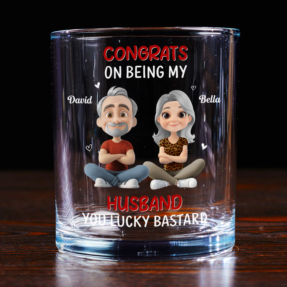 Congrats My Husband - Personalized Custom Whiskey Glass - Image 3