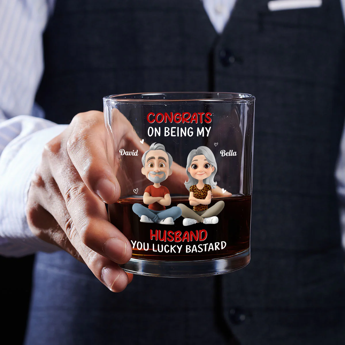 Congrats My Husband - Personalized Custom Whiskey Glass - Image 5
