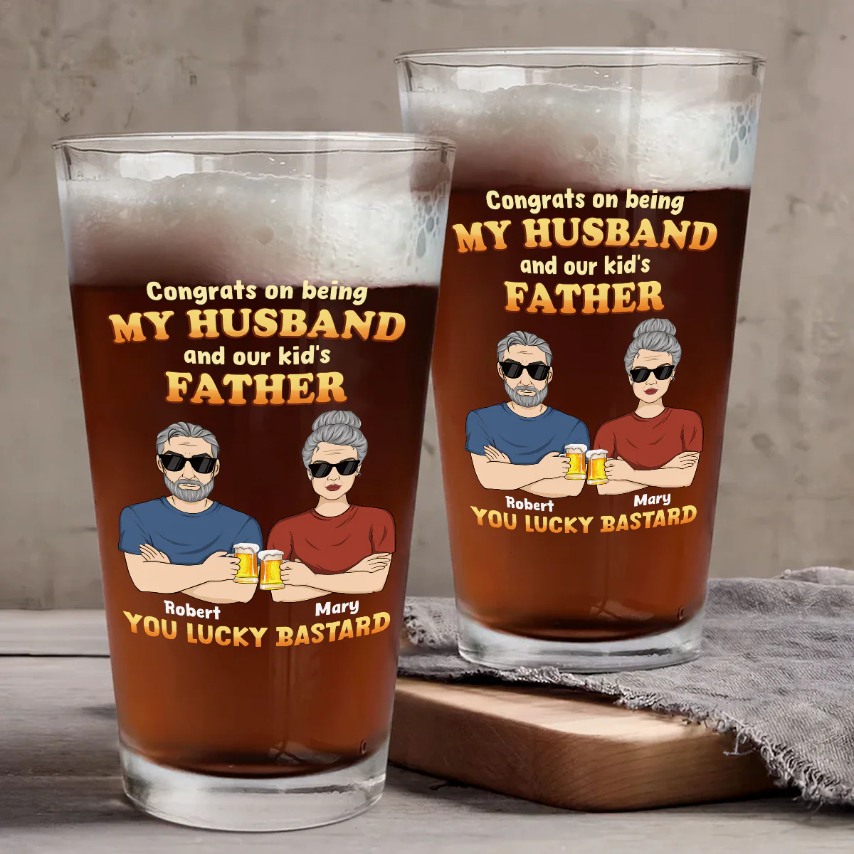 Congrats On Being Father - Personalized Custom Beer Glass - Image 4