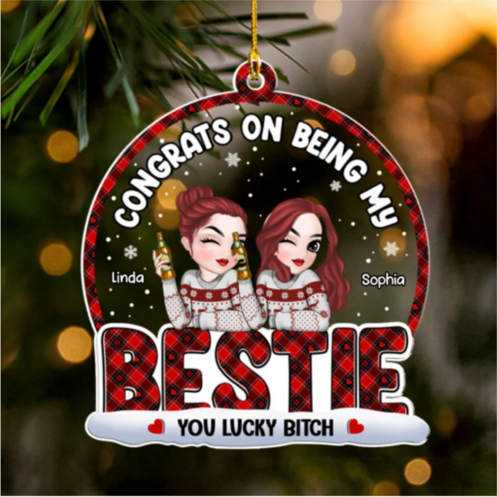 Congrats On Being My Bestie Merry Christmas - Personalized Custom Acrylic Ornament - Image 5