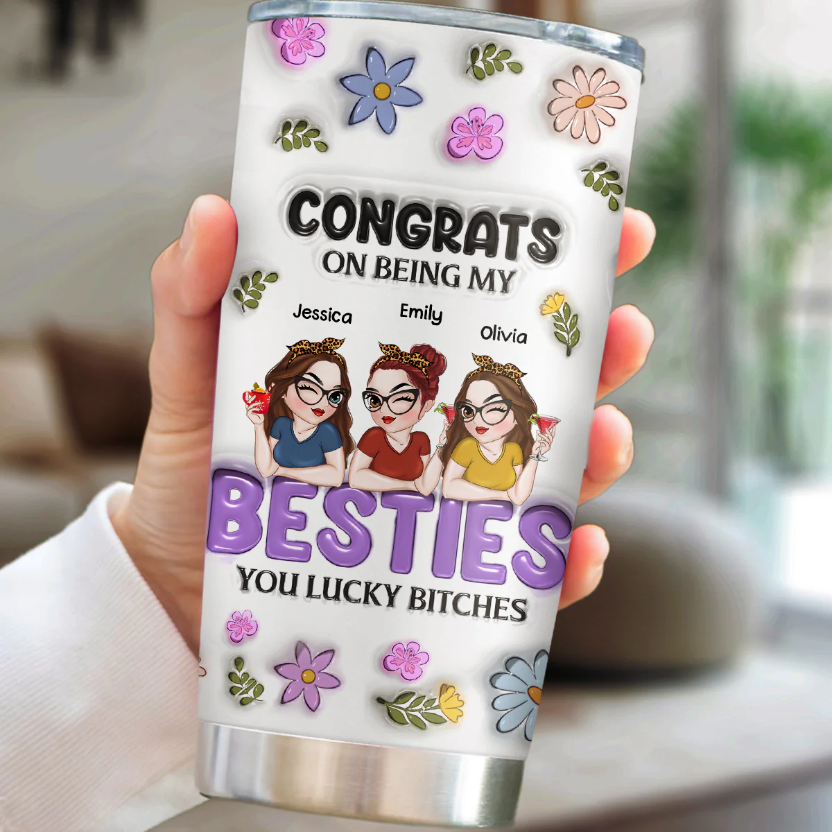 Congrats On Being My Bestie - Personalized Custom 3D Inflated Effect Tumbler - Image 2