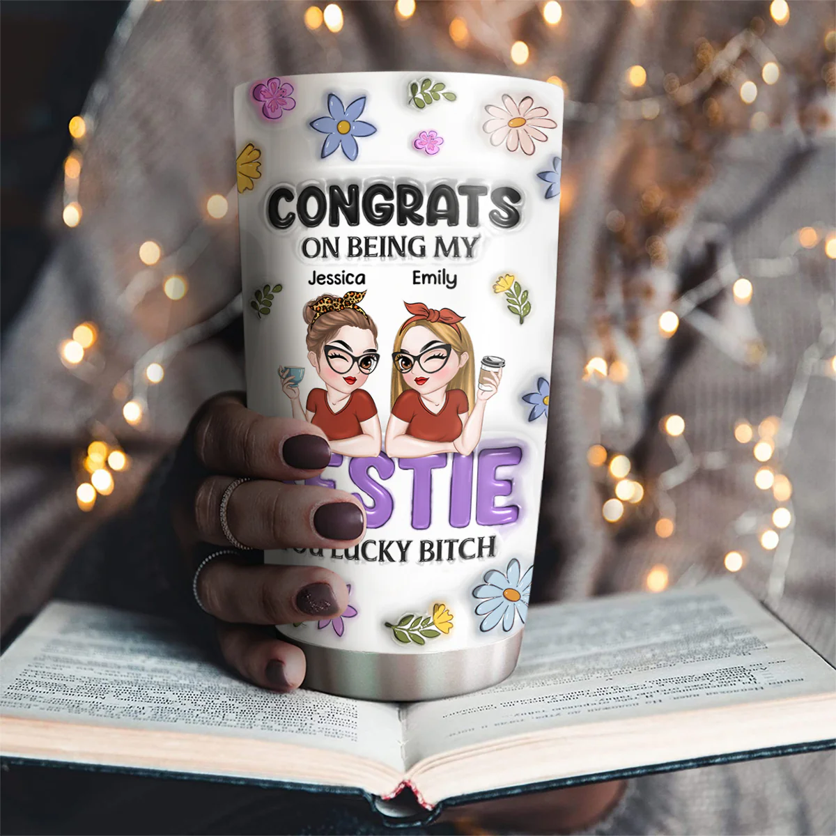 Congrats On Being My Bestie - Personalized Custom 3D Inflated Effect Tumbler - Image 4