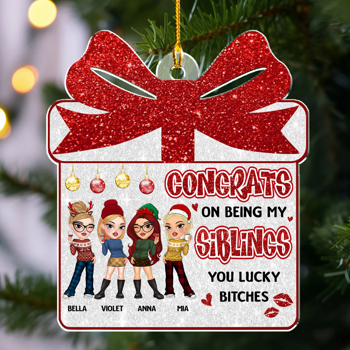 Congrats On Being My Bestie - Personalized Custom Acrylic Ornament - Image 3
