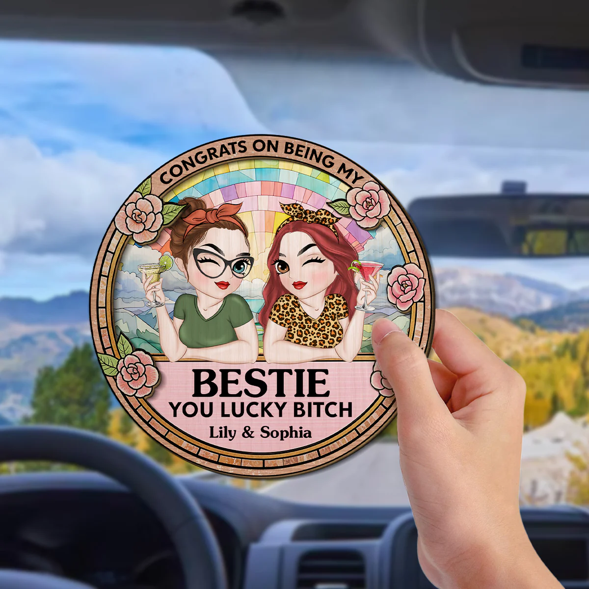 Congrats On Being My Bestie - Personalized Custom Car Visor Clip - Image 3