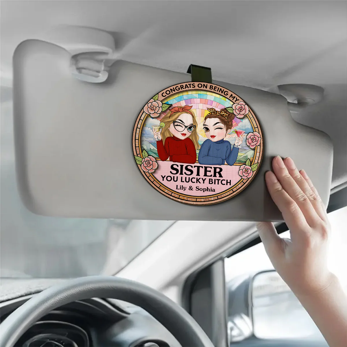 Congrats On Being My Bestie - Personalized Custom Car Visor Clip - Image 4