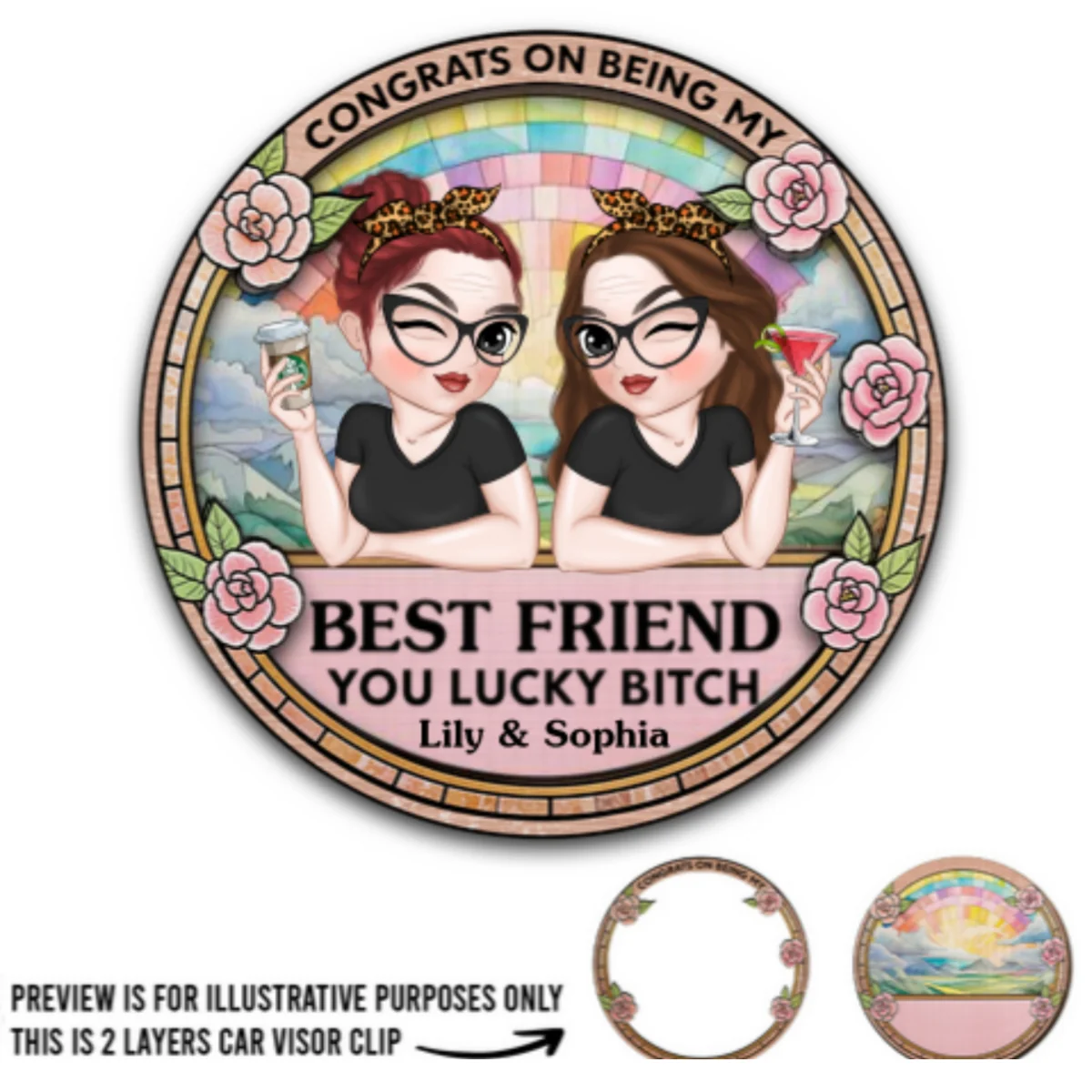 Congrats On Being My Bestie - Personalized Custom Car Visor Clip - Image 5