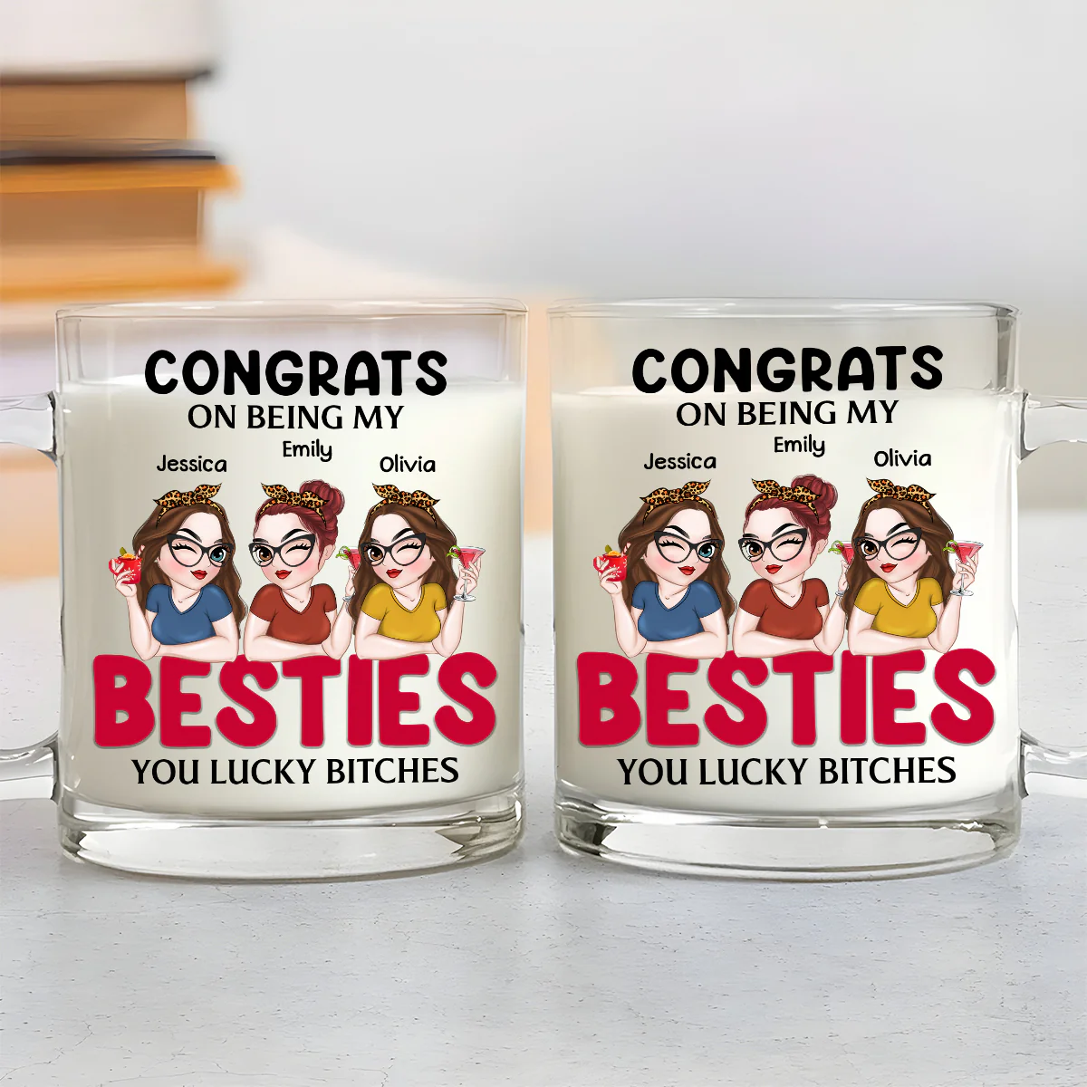 Congrats On Being My Bestie - Personalized Custom Glass Mug - Image 3