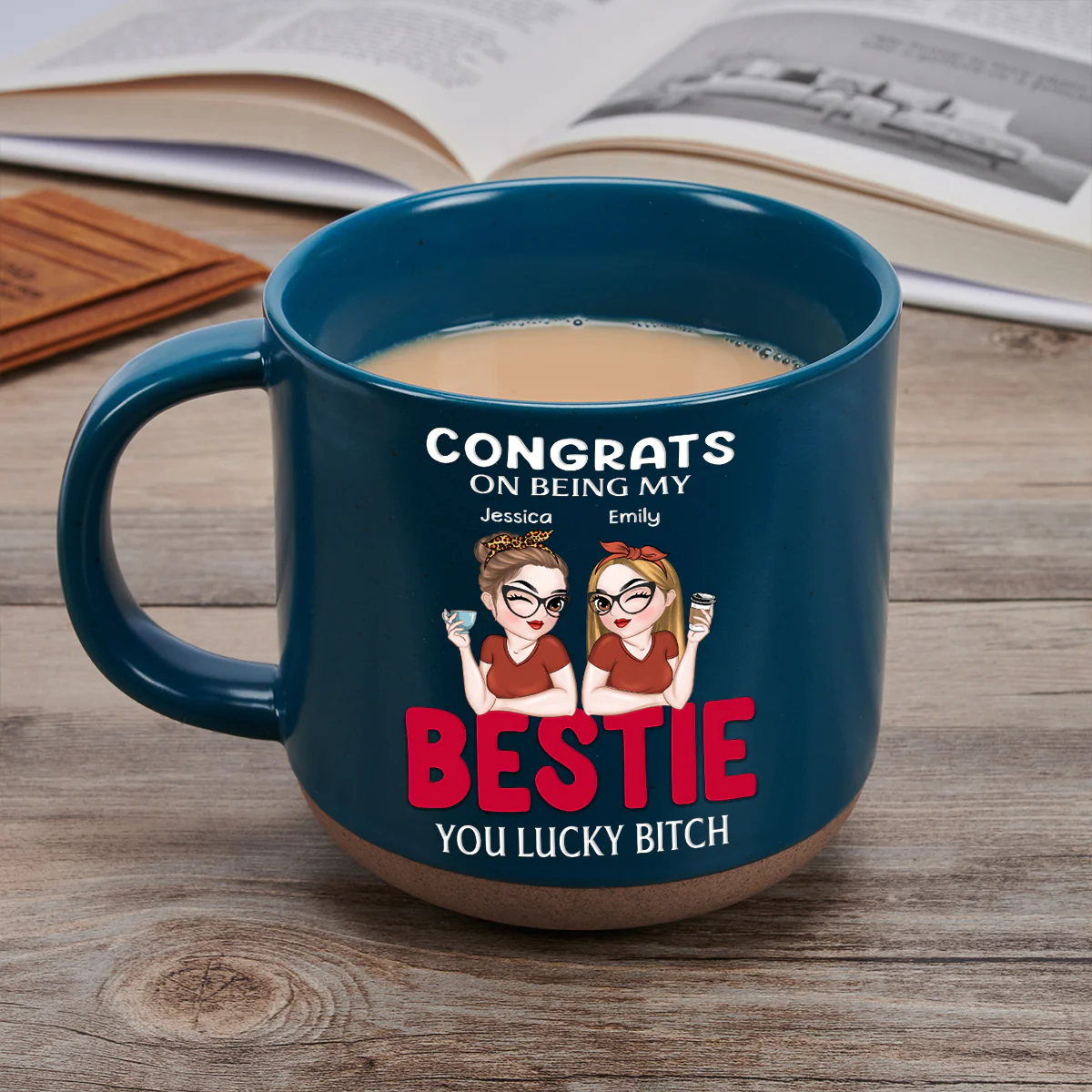 Congrats On Being My Bestie - Personalized Custom Pottery Mug - Image 3