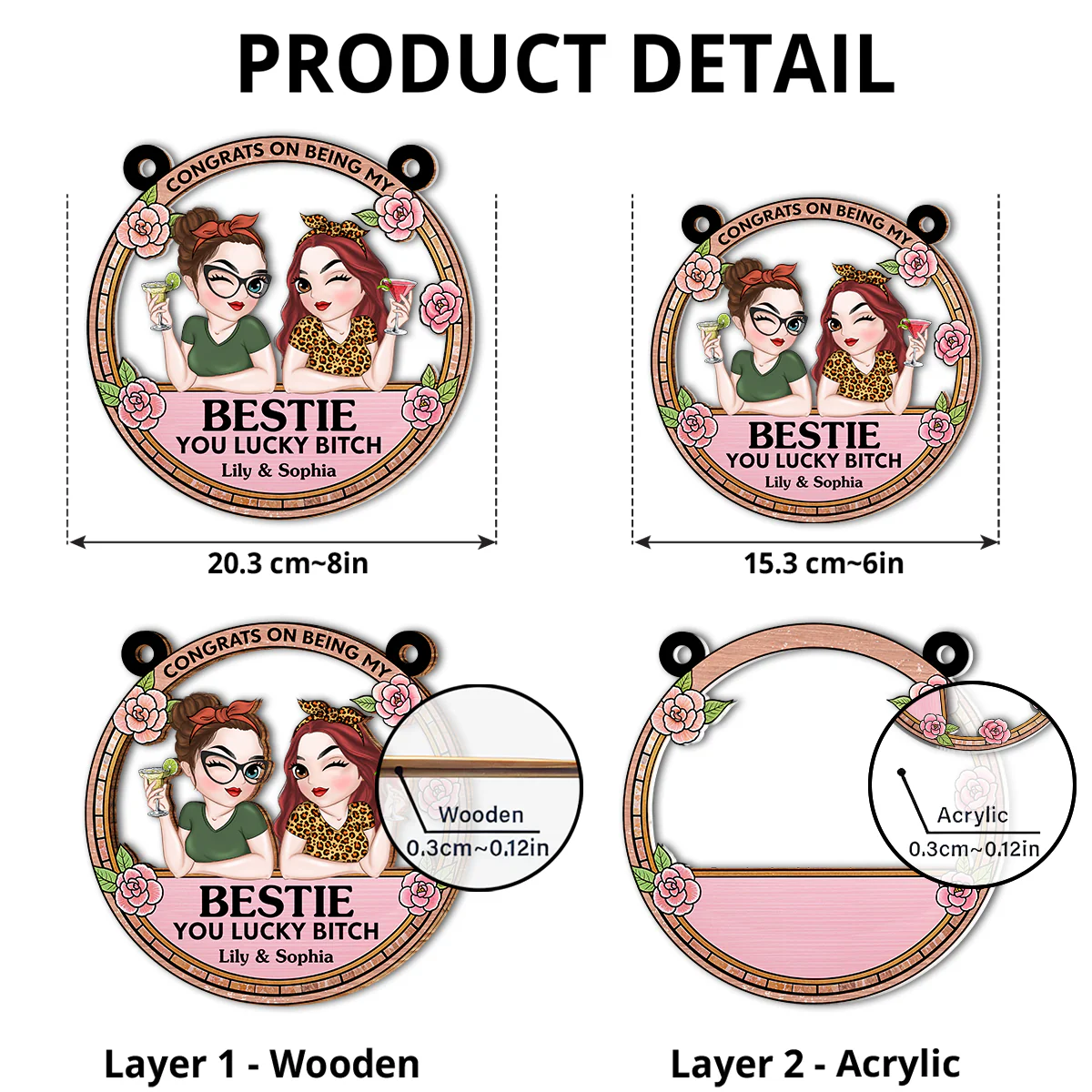 Congrats On Being My Bestie - Personalized Custom Suncatcher - Image 5