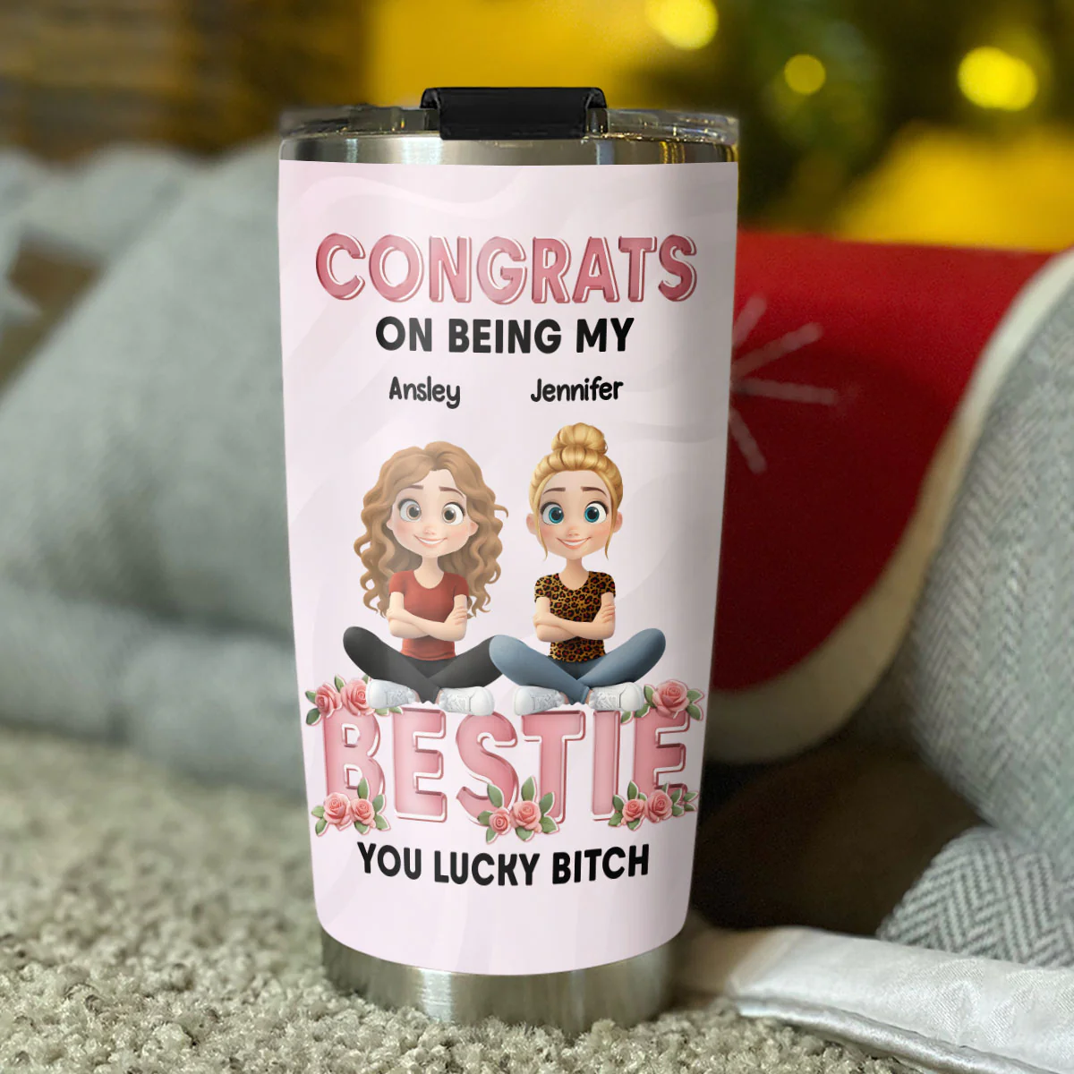 Congrats On Being My Bestie - Personalized Custom Tumbler - Image 4