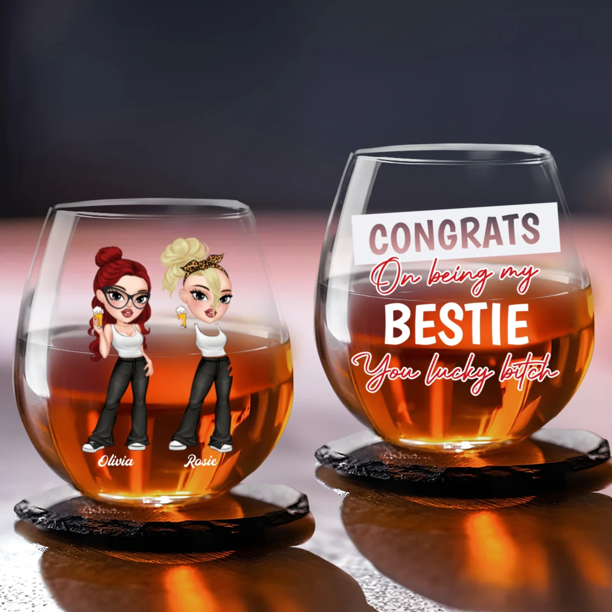 Congrats On Being My Bestie - Personalized Custom Wine Glass - Image 5
