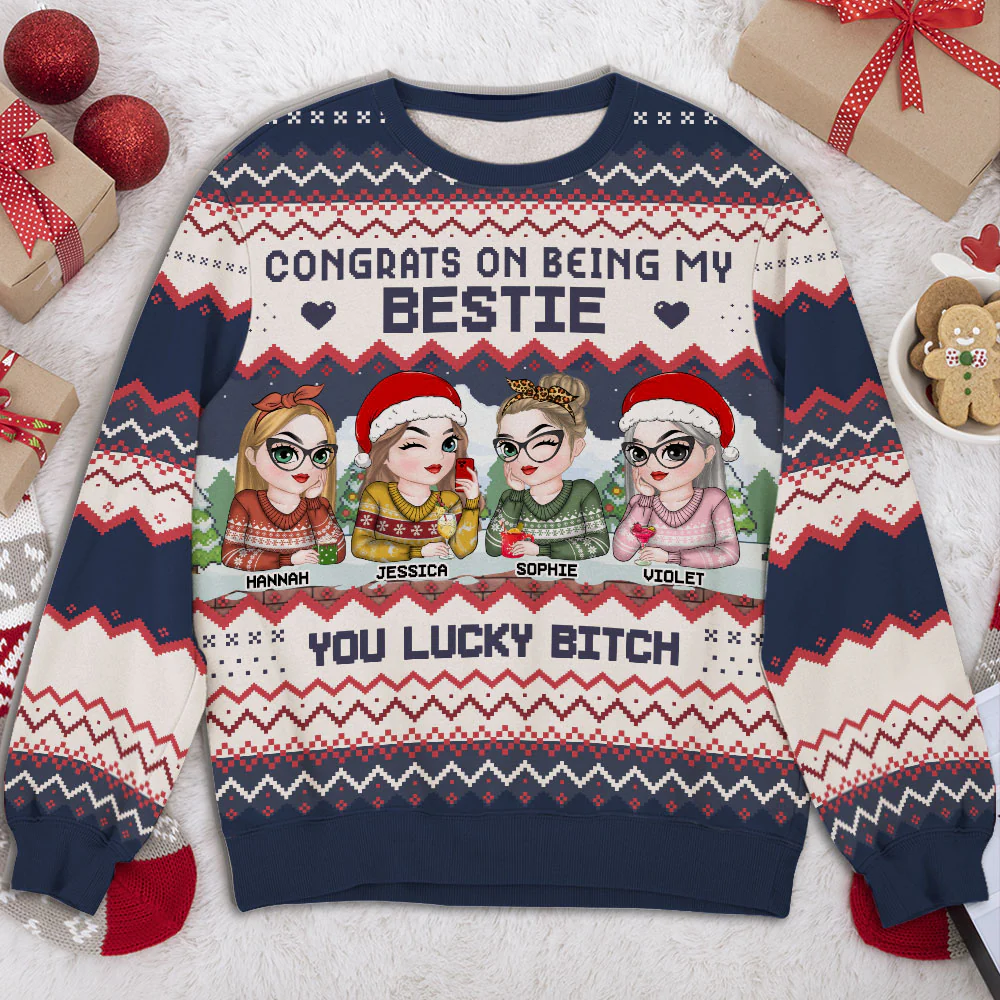 Congrats On Being My Bestie Version 2 - Personalized Custom All-Over-Print Sweatshirt - Image 3