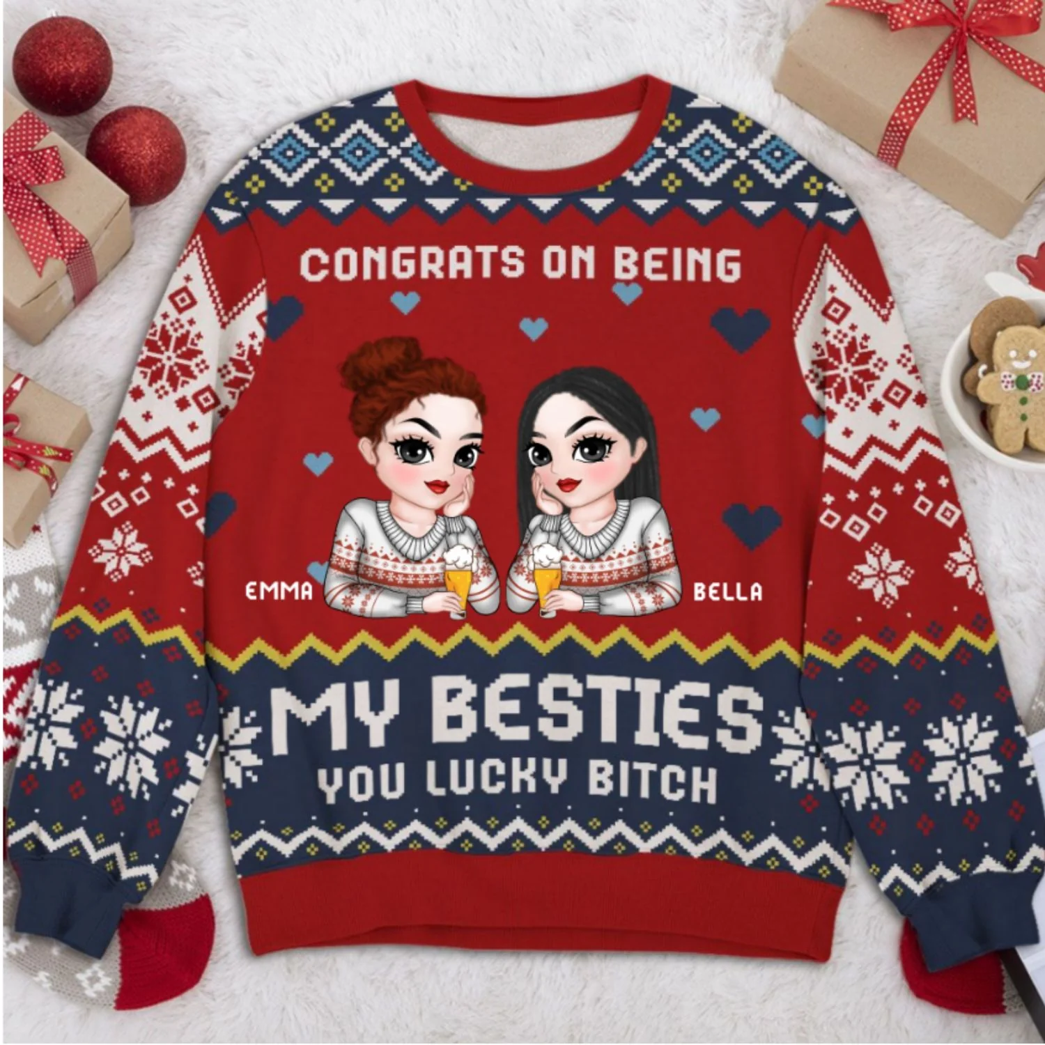 Congrats On Being My Besties - Personalized Custom All-Over-Print Sweatshirt - Image 5